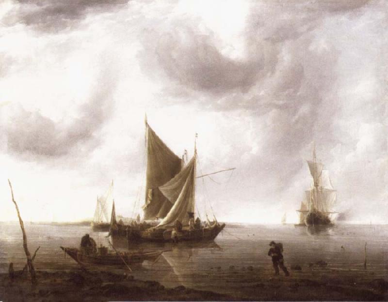 REMBRANDT Harmenszoon van Rijn Ships at Anchor on a Calm Sea oil painting image